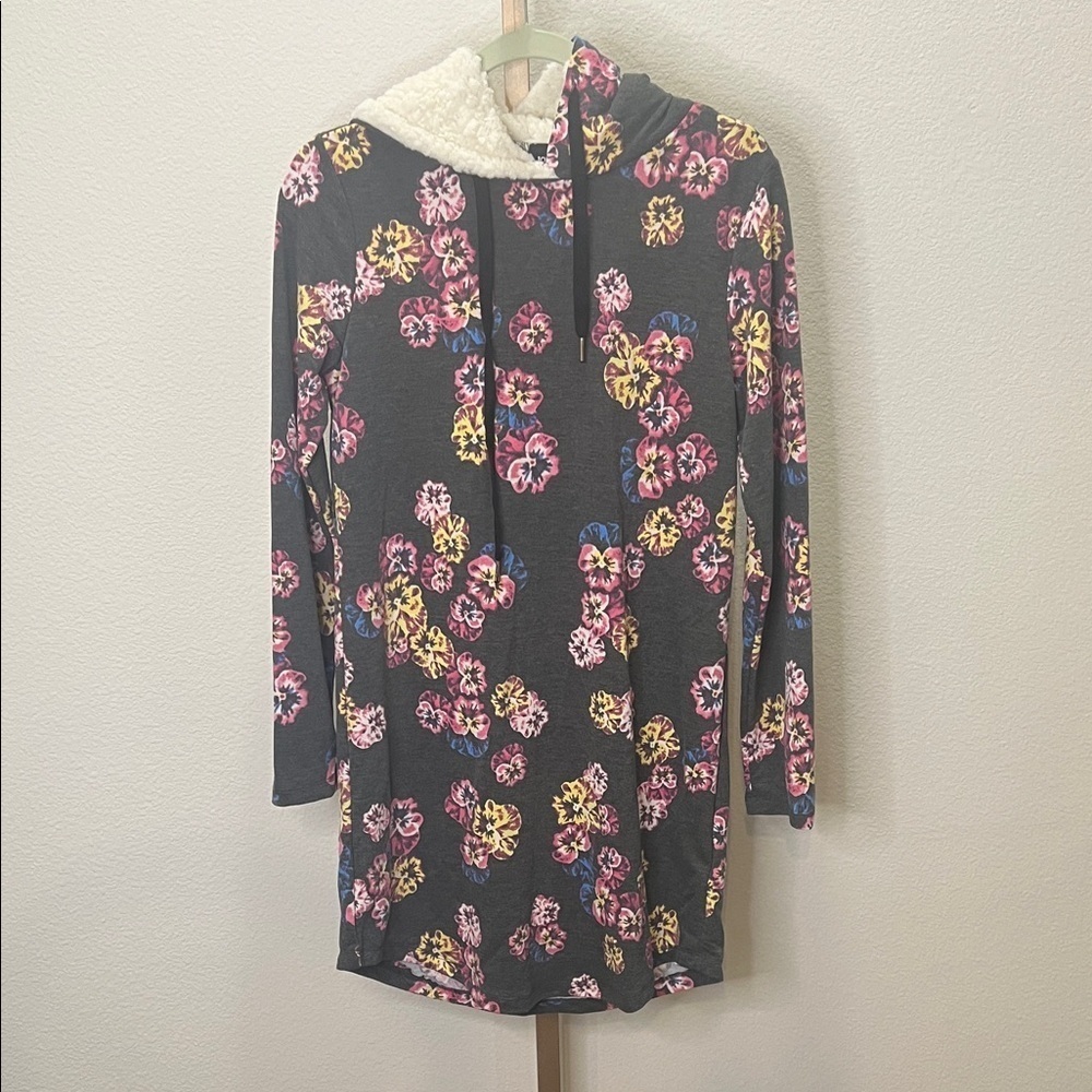 Joe Boxer fleece hooded sleep shirt floral medium